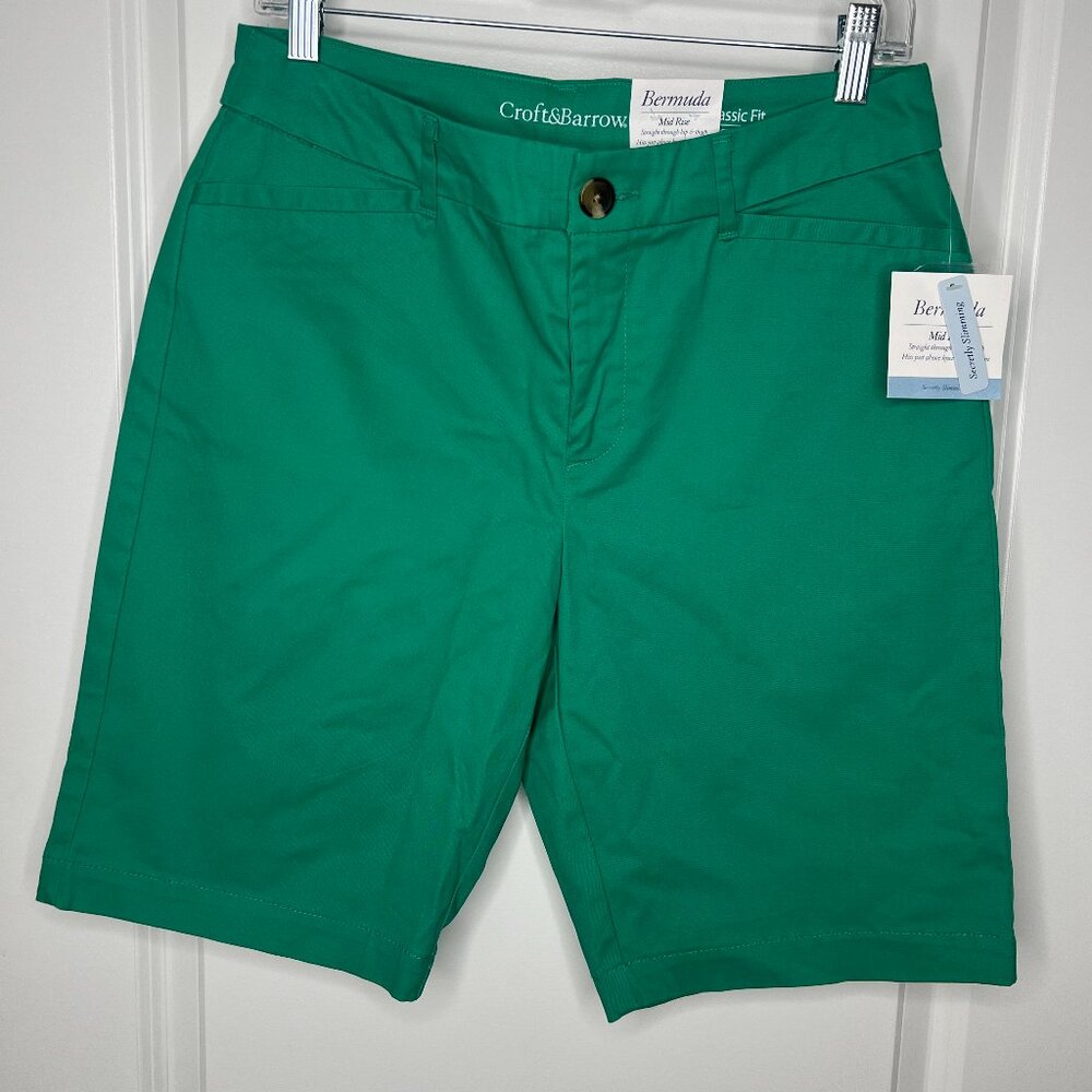 Croft&Barrow Mid Rise Bermuda Shorts NWT Women's Size 10 Green